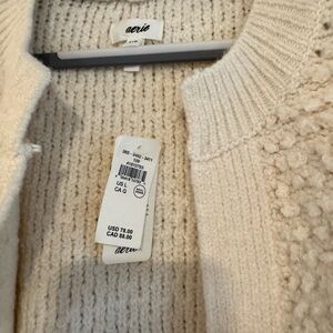Aerie Women's Textured Cream Cardigan